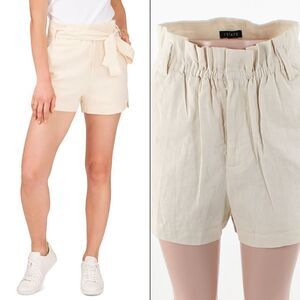 1.STATE Paperbag Waist Linen Blend Shorts in Whitecap Grey